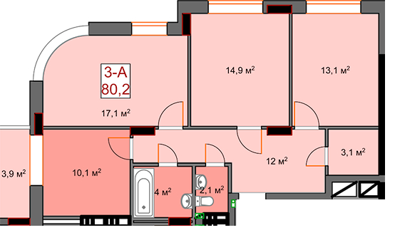 3-комнатная 80.2 м² в ЖК Борисо-Глебский от 17 650 грн/м², г. Вышгород