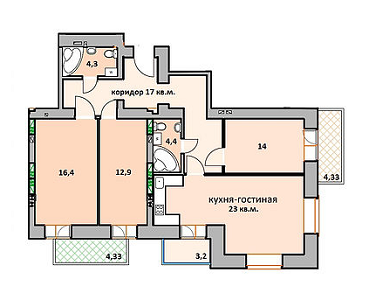 2-комнатная 58.6 м² в ЖК Суворов от застройщика, г. Ирпень