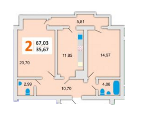 2-комнатная 67.03 м² в ЖК на ул. Инструментальная, 49 от застройщика, Львов