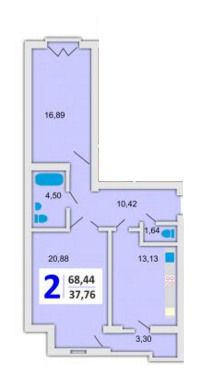 2-комнатная 68.44 м² в ЖК на ул. Инструментальная, 49 от застройщика, Львов