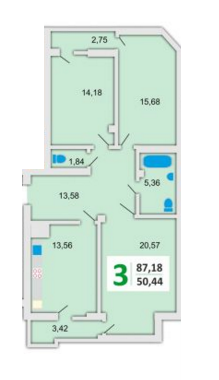 3-кімнатна 87.18 м² в ЖК на вул. Інструментальна, 49 від забудовника, Львів