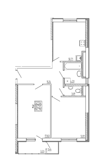 2-кімнатна 54.24 м² в ЖК Райдужний від 12 250 грн/м², Харків