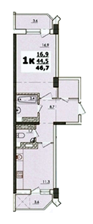 1-кімнатна 46.7 м² в ЖК Нова Європа від 13 540 грн/м², с. Ілічанка