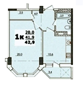 1-комнатная 42.9 м² в ЖК Новая Европа от 13 540 грн/м², с. Иличанка