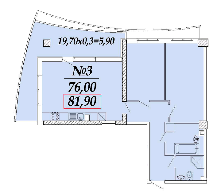 2-комнатная 81.9 м² в ЖК Санторини от застройщика, Одесса