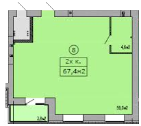 2-комнатная 1 м² в ЖК Добробут от застройщика, Днепр