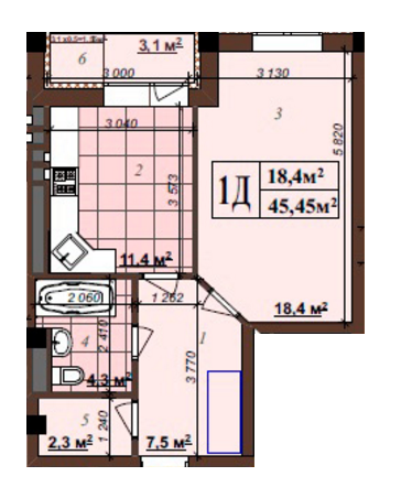 1-комнатная 45.45 м² в ЖК Concept Hall 2 от застройщика, Киев