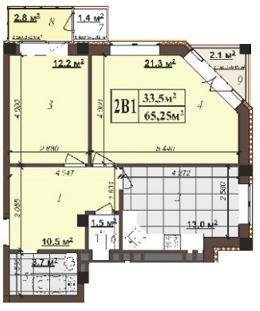 2-комнатная 65.2 м² в ЖК Concept Hall 2 от застройщика, Киев