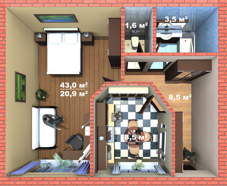 1-комнатная 43 м² в ЖК Green House от застройщика, г. Ирпень