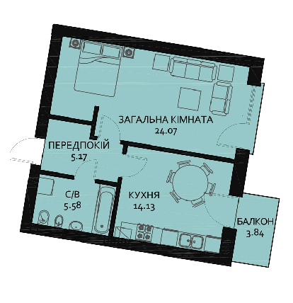 1-кімнатна 50.1 м² в ЖБ Вілла Швейцарія від 35 680 грн/м², Львів