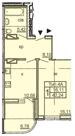 1-кімнатна 42.24 м² в ЖК на вул. Крушельницької, 13, 15, 15А, 15Б, 15В від 18 700 грн/м², Київ