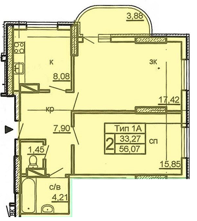 2-кімнатна 56.07 м² в ЖК на вул. Крушельницької, 13, 15, 15А, 15Б, 15В від 18 500 грн/м², Київ