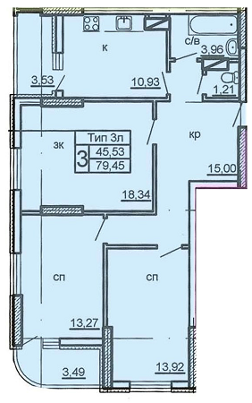 3-кімнатна 79.45 м² в ЖК на вул. Крушельницької, 13, 15, 15А, 15Б, 15В від 18 300 грн/м², Київ