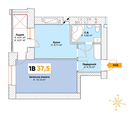 1-кімнатна 35 м² в ЖК Continent від 15 000 грн/м², м. Буча