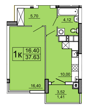 1-кімнатна 37.63 м² в ЖК на вул. Лукаша, 2 від забудовника, Львів