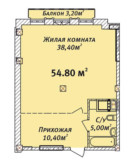 1-комнатная 54.8 м² в ЖК Дом на Осипова от застройщика, Одесса