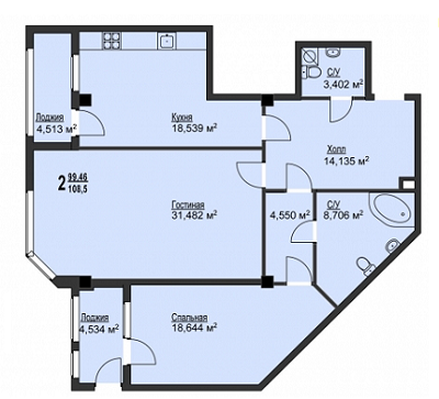 2-комнатная 108.5 м² в ЖК Фаворит от 37 500 грн/м², Харьков