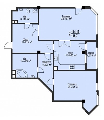 2-кімнатна 118.7 м² в ЖК Фаворит від 37 500 грн/м², Харків