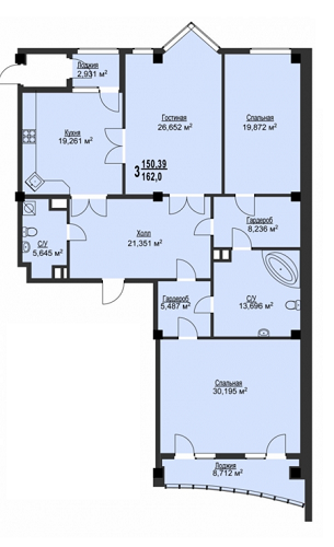 3-комнатная 162 м² в ЖК Фаворит от застройщика, Харьков