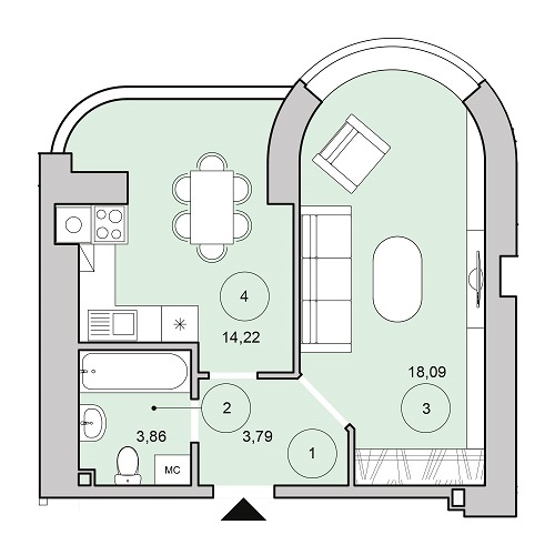 1-кімнатна 39.94 м² в ЖК Cherry Town від 14 000 грн/м², м. Вишневе