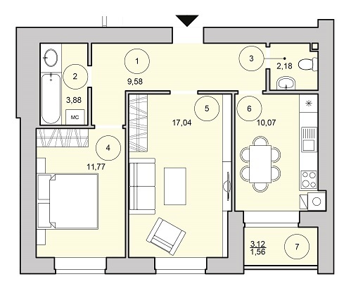 2-кімнатна 56.08 м² в ЖК Cherry Town від 12 500 грн/м², м. Вишневе