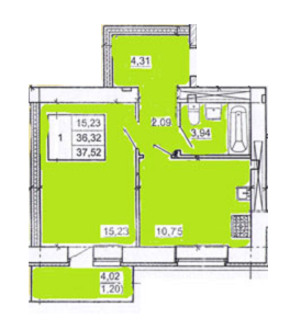 1-кімнатна 37.52 м² в ЖК на вул. В`ячеслава Чорновола (Куйбишева), 36В від забудовника, Полтава