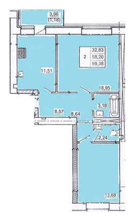 2-кімнатна 59.38 м² в ЖК на вул. В`ячеслава Чорновола (Куйбишева), 36В від забудовника, Полтава