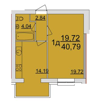 1-кімнатна 40.79 м² в ЖК Прованс від забудовника, с. Агрономічне