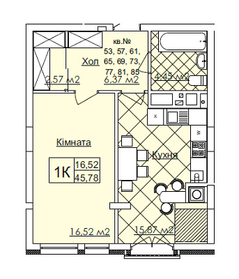 1-комнатная 45.78 м² в ЖК Auroom Tower от 15 450 грн/м², Львов