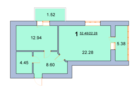 1-комнатная 52.48 м² в ЖК на ул. Новая, 31А, 31Б от 13 000 грн/м², г. Борисполь