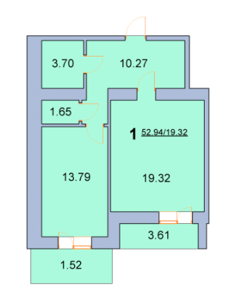 1-кімнатна 52.94 м² в ЖК на вул. Нова, 31А, 31Б від 13 000 грн/м², м. Бориспіль