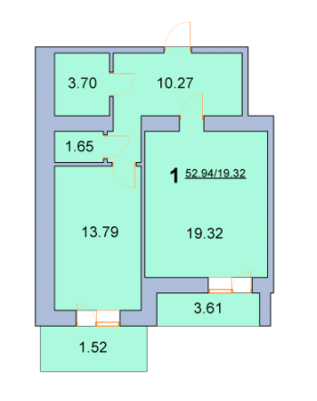 1-комнатная 52.94 м² в ЖК на ул. Новая, 31А, 31Б от 13 000 грн/м², г. Борисполь