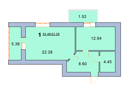 1-комнатная 52.48 м² в ЖК на ул. Новая, 31А, 31Б от 13 000 грн/м², г. Борисполь