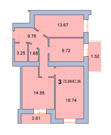 3-кімнатна 75.98 м² в ЖК на вул. Нова, 31А, 31Б від забудовника, м. Бориспіль