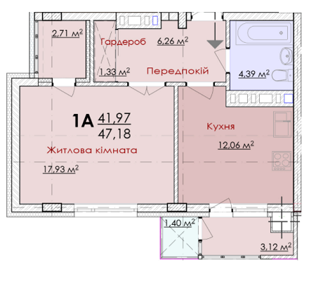 1-комнатная 47.18 м² в ЖК White House от застройщика, Львов