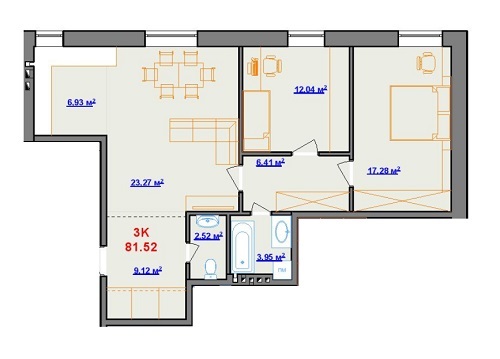 3-кімнатна 81.52 м² в ЖК на пл. Шептицького, 8 від 18 200 грн/м², м. Калуш