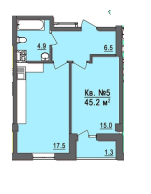 1-комнатная 45.2 м² в ЖК Дом на Запорожской от застройщика, Одесса