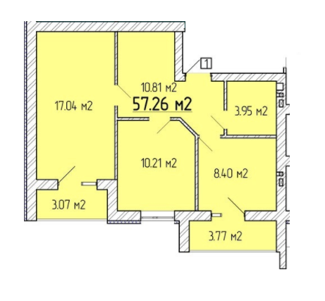 2-комнатная 57.26 м² в ЖК Агрономическое от застройщика, с. Агрономичное