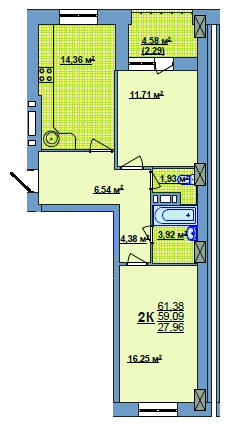 2-комнатная 61.38 м² в ЖК на ул. Илюши Кулика, 143А от 10 950 грн/м², Херсон