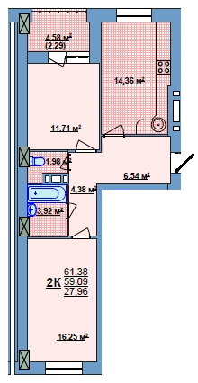 2-кімнатна 61.38 м² в ЖК на вул.Іллюши Кулика, 143А від 10 950 грн/м², Херсон