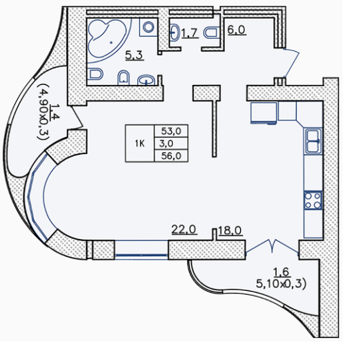 1-комнатная 56 м² в ЖК на Французском бульваре, 29 от 52 490 грн/м², Одесса