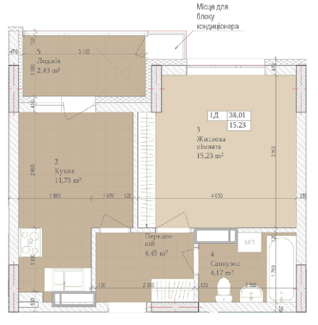 1-комнатная 38.01 м² в ЖК Дніпровська Мрія от 26 000 грн/м², Киев