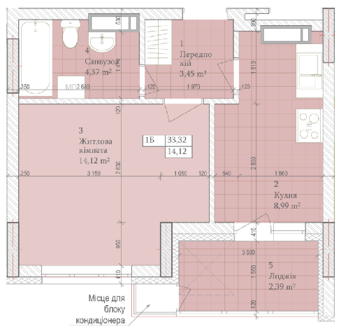 1-комнатная 33.32 м² в ЖК Дніпровська Мрія от 27 000 грн/м², Киев