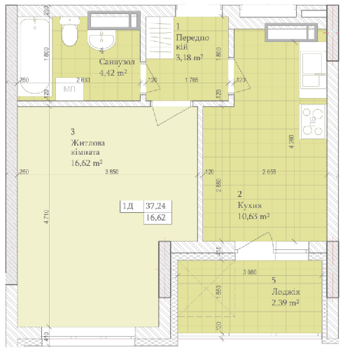 1-комнатная 37.24 м² в ЖК Дніпровська Мрія от 24 000 грн/м², Киев