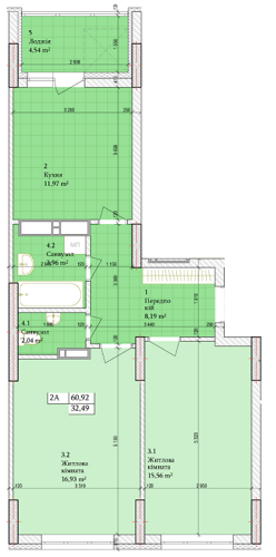 2-комнатная 60.92 м² в ЖК Дніпровська Мрія от 22 000 грн/м², Киев