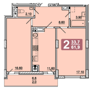 2-комнатная 61.9 м² в ЖК на ул. Под Голоском, 8 от 14 970 грн/м², Львов
