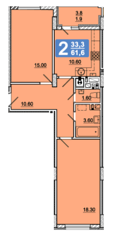 2-комнатная 61.6 м² в ЖК на ул. Под Голоском, 8 от 14 970 грн/м², Львов