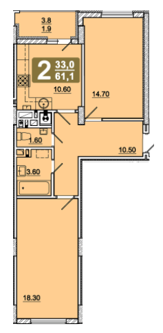 2-комнатная 61.1 м² в ЖК на ул. Под Голоском, 8 от 14 970 грн/м², Львов