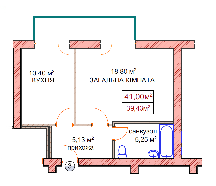 1-кімнатна 41 м² в ЖК Котляревського від 16 700 грн/м², Ужгород