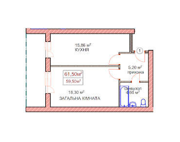 1-комнатная 61.5 м² в ЖК Котляревського от 14 050 грн/м², Ужгород